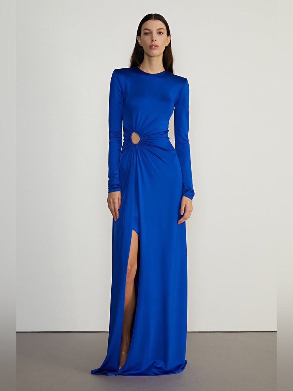 Et Ochs Katherine Long-Sleeve Royal Blue Cutout Gown